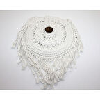 Büro Ev Ofis Kadını için Hediyelik 27x27CM Beyaz Dantel Örgü Tipi Dekoratif Bez El Çantası