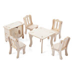 Büro Ev Ofis Çocuk Hediyesi için Zeka Oyunu 3D Ahşap Yapım Yemek Odası Model Puzzle