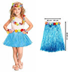 Büro Ev Ofis Etkinlik Gösteri Çocuk Hawaii Kostümü için Tekli 40CM Mavi Püsküllü Hawaii Etek