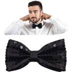 Büro Ev Ofis Etkinlik Gösteri Kostüm Papyonu için Siyah Payetli Pullu Papyon