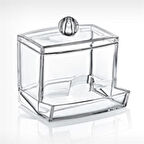 Büro Ev Ofis Mutfağı için Şeffaf Kapaklı Kulak Temizleme Çubuğu Düzenleyici Kutu