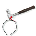 x şaka Büro Ev Ofis Etkinlik Gösteri Kostümü için Kafaya Geçmiş Kahverengi Saplı Çekiç Şaka Tacı