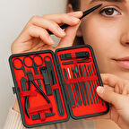 Büro Ev Ofis Kişisel Tırnak Bakımı için 24PARÇA Deri Çantalı Manikür Pedikür Seti