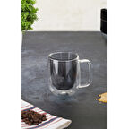 Büro Ev Ofis Hediyesi için Gri Çift Cidarlı Cam Kupa