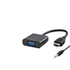 Büro Ev Ofis Network için Siyah 5V Güç 1080P Audio + Hdmı To Vga F Çevirici