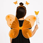Büro Ev Ofis Gösteri Kostümü için Turuncu 50CM Kelebek Kanadı Taç Asa Kelebek Seti