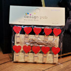 Büro Ev Ofis Düzeni için Kalpli Dekoratif Mandal Seti