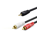 Büro Ev Ofis Ses Müzik Sistemi için 10MT Siyah 3.5 Mm To 2Rca 2Lıne Golden Kablo