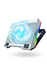 Büro Ev Ofis için Fanlı Rgb Işıklı Standlı Metalik Notebook Soğutucu