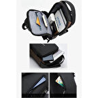 Büro Ev Ofis Hediyesi için Powerbank Destekli Erkek Ön Göğüs Çantası