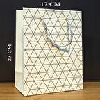 Büro Ev Ofis Hediyesi için Mini Beyaz Desenli Hediye Çantası