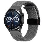 Sneezy Huawei Watch 3 Elite-Classi 46mm-Watch 3 Pro-Elite 22mm FiberLink Manyetik Tokalı Örgü Kordon