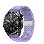 Sneezy Huawei Watch GT Runner-Sport 46mm- GT2 E 22mm Uyumlu Metal Klips Solo Fiberlink Örgü Kordon