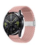 Sneezy Huawei Watch GT Runner-Sport 46mm- GT2 E 22mm Uyumlu Metal Klips Solo Fiberlink Örgü Kordon
