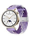 Sneezy Huawei Watch GT 4 41mm İle Uyumlu 18mm Metal Klips Solo Fiberlink Örgü Kordon