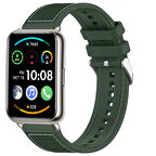 Sneezy Huawei Watch Fit 2 İle Uyumlu Dikiş Desenli Dokuma Silikon Kordon