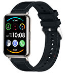 Sneezy Huawei Watch Fit 2 İle Uyumlu Dikiş Desenli Dokuma Silikon Kordon