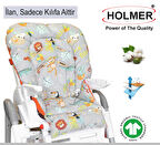 HOLMER Leke Tutmaz Organik Mama Sandalyesi Minderi & Kılıfı Max-T Gri
