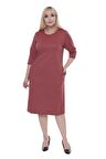 Jakarlı Cepli Kışlık Büyük Beden Elbise 30A-2269