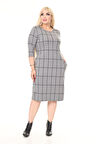 Çift Cepli Kışlık Büyük Beden Esnek Desenli Elbise 30A-2615