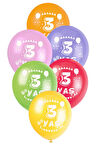 3 Yaş Balonu Baskılı Balon 5 Adet