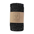 Floş Makrome İpi 2 MM Siyah Gümüş Simli