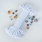 3mm // 2 Büküm // Pamuk Halat İp / KAR BEYAZ (330GR)