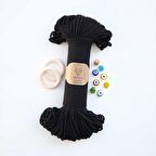 3mm // 2 Büküm // Pamuk Halat İp / SİYAH