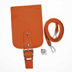 Tokalı Kapaklı Telefon Çanta Seti Turuncu - Gümüş