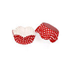 Kek Kalıbı Pet Kapsül 65*38 Mm Kağıt Cupcake Kağıdı (100 Adet)  Puantiyeli Kırmızı