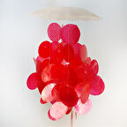 Sedef Rüzgar Çanı Tekli 8 İnç Kırmızı Ve Naturel