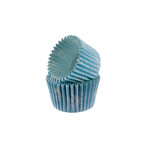 Cupcake Kalıbı Pet Kapsül  Kek Kalıbı48X34 MM (100 Adet)  Fiyonklu Mavi