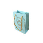 Karton Hediye Çantası Saray Desenli Gold Yaldızlı 12X17 (25 Adet)  Mavi