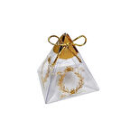 Piramit Asetat Kutu Üçgen Lokumluk Saray Desenli  6X6X6 (25 Adet)  Altın