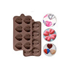 Silikon Kalıp Kristal Şekilli Kalp  Kalıbı 8 li