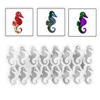 Epoksi Silikon Kalıp Çoklu Deniz Atı Delikli Kolye Anahtarlık Küpe Kalıbı 16 Lı