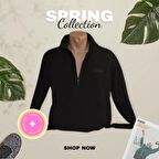 erkek boyunlu fermuarlı sweatshirt