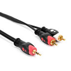 PrimeX PX-AUX3R 3.5mm AUX RCA Ses Kablosu, 3 Metre Aux Ses Sistemi Kablosu, Aux RCA Ses Kablosu