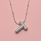 Zirkon Taşlı T Harfli Kadın Kolye Takı Hediyelik Aksesuar