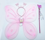 Toz Pembe Renk Kelebek Kanadı Tacı ve Sopası 50x37 cm (3126)