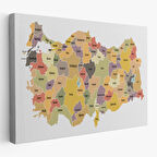 Harita Sepeti Türkiye Haritası Kanvas Tablo Eğitici ve Öretici Dekoratif Tablo Tablo 3126