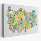 Harita Sepeti Türkiye Haritası Kanvas Tablo Eğitici ve Öretici Dekoratif Tablo Tablo 3130