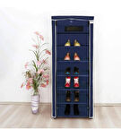 7 RAFLI ÇELİK PROFİLLİ BEZ DOLAP, BEZ AYAKKABILIK- LACİVERT