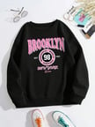 Brooklyn Dünya Hayalperest Kazak Kadın Mektup baskılı kapüşonlu svetşört Polar Sıcak Crewneck