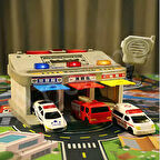 Oyuncak Işıklı ve Sesli Telsizli Ambulans İtfaiye Polis Araçlı Araba Fırlatan Acil Yardım Garajı