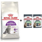 Sensible 33 Sindirim Hassasiyeti Kedi Kuru Mama 2 Kg + 2 Adet Sterilised Kısır Kedi Yaş Maması 85 gr