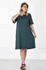 Kimono Kol Yeşil Büyük Beden Elbise 31B-1180