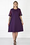 Kimono Kol Mor Büyük Beden Elbise 31B-1186 