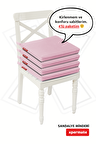 Xpermate Fermuarlı 4'lü Sandalye Minderi Su İtici Kumaş 40x40Cm Sünger Sandalye Minderi Bağcıklı Pembe