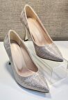 Pretty 9246 Kadın Simli 9 Cm Kadeh Ökçe Stiletto Altın